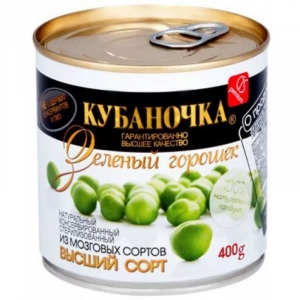 Горошек зелёный "Кубаночка" ж/б 400 гр. 