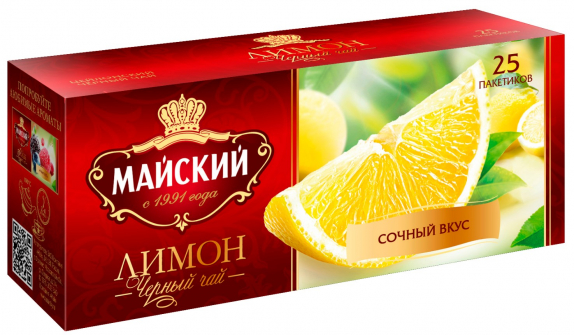 Чай "Майский" Лимон 25 шт*1,5 гр.Цейлон