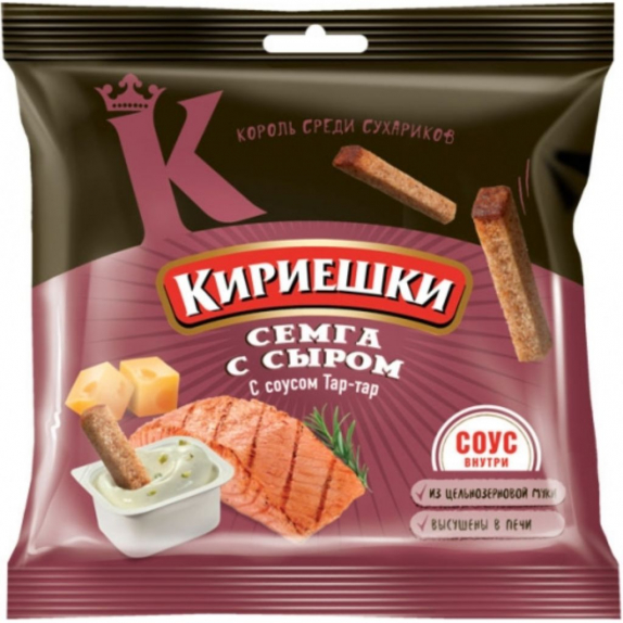 Сухарики "Кириешки" семга/сыр с соусом тар-тар 85 гр.