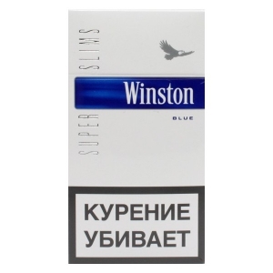 Табачный набор сигареты с фильтром "Винстон Супер Слимс Блю" и спички