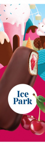 Мороженое ЗМК эскимо Ice Park с ароматом ванили,с вишневым джемом в шоколадной глазури, 65 гр.