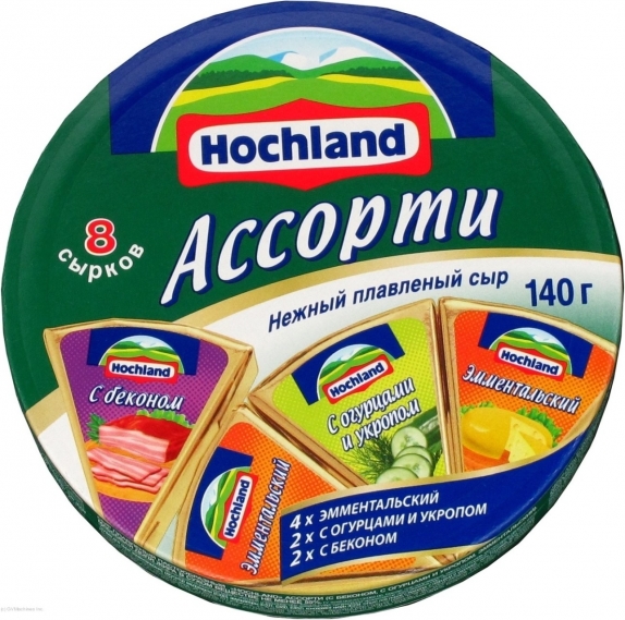 Сыр плавленый "Hochland" Хохланд Ассорти 140 г